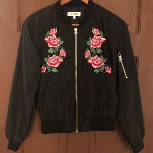 Charlotte Russe Black Jacket with red roses